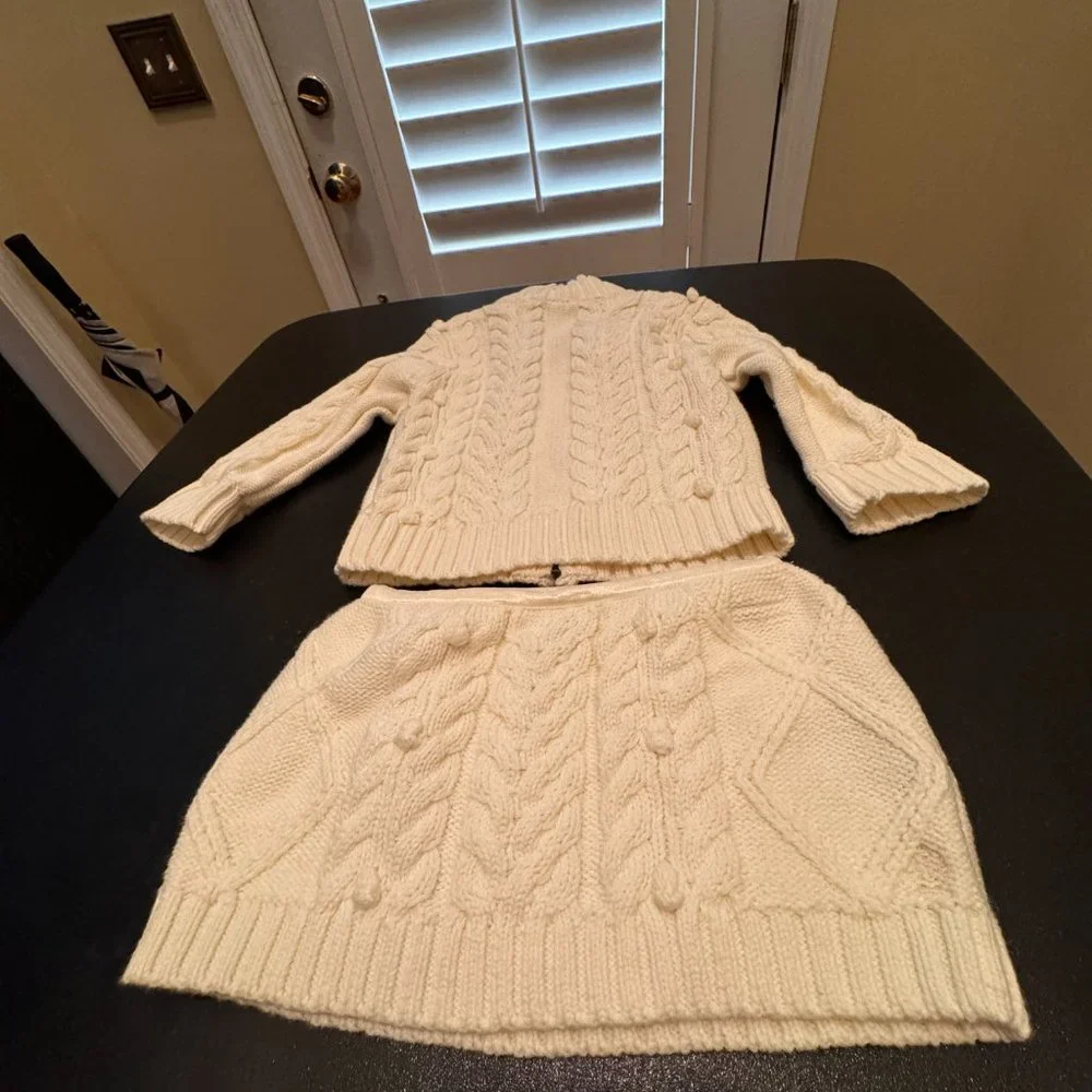 Tommy Hilfiger 100% cotton  size 3-6 months cable knit 2 piece sweater and skirt